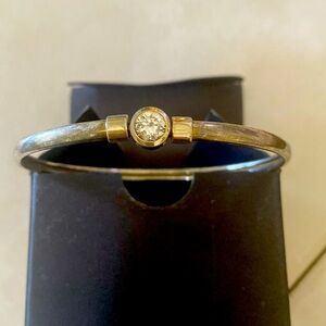 Sterling silver bangle with solitaire diamonique